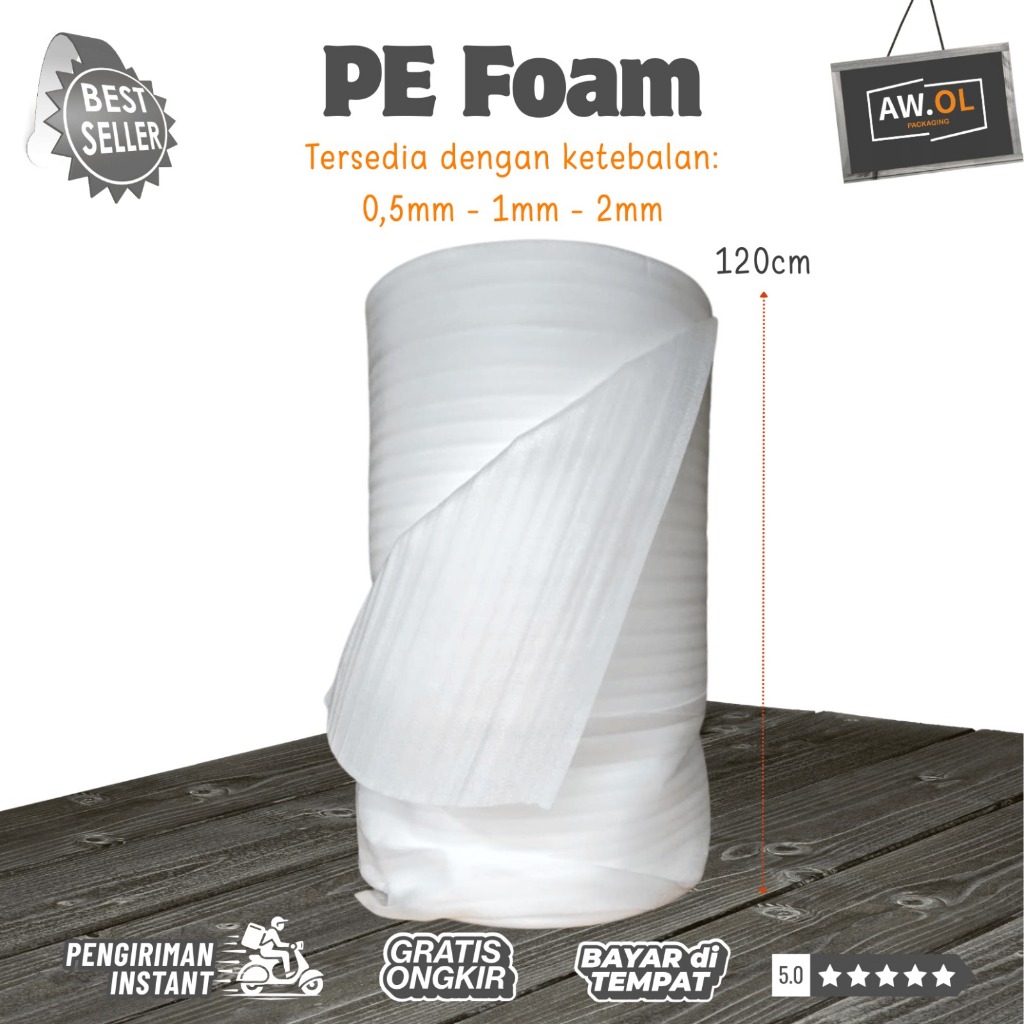 PE FOAM 0, 5 mm / 1mm / 2mm 120cm x 1 meter