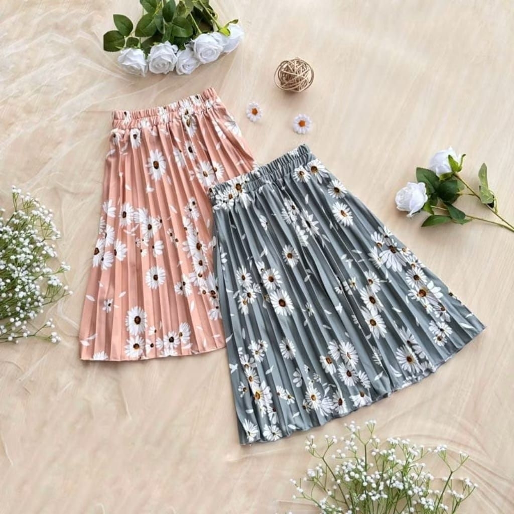 ROK PLISKET MOTIF BUNGA ANAK USIA 4-10 TAHUN / ROK PLISKET ANAK TERBARU / ROK MOTIF ANAK #iyoh_store