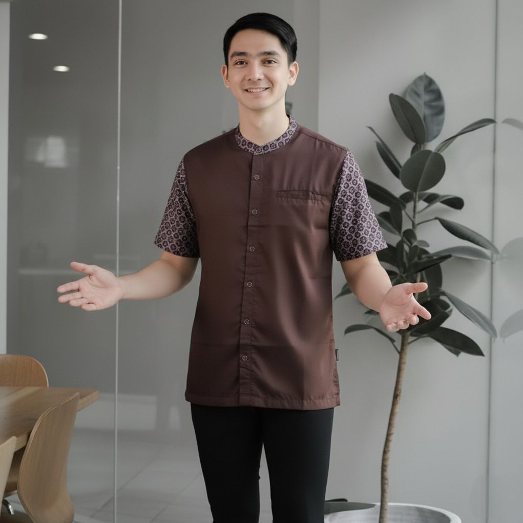 Baju Koko Pria Lengan Pendek Mahogany Bahan Toyobo Premium Motif Rahman Terbaru 2026