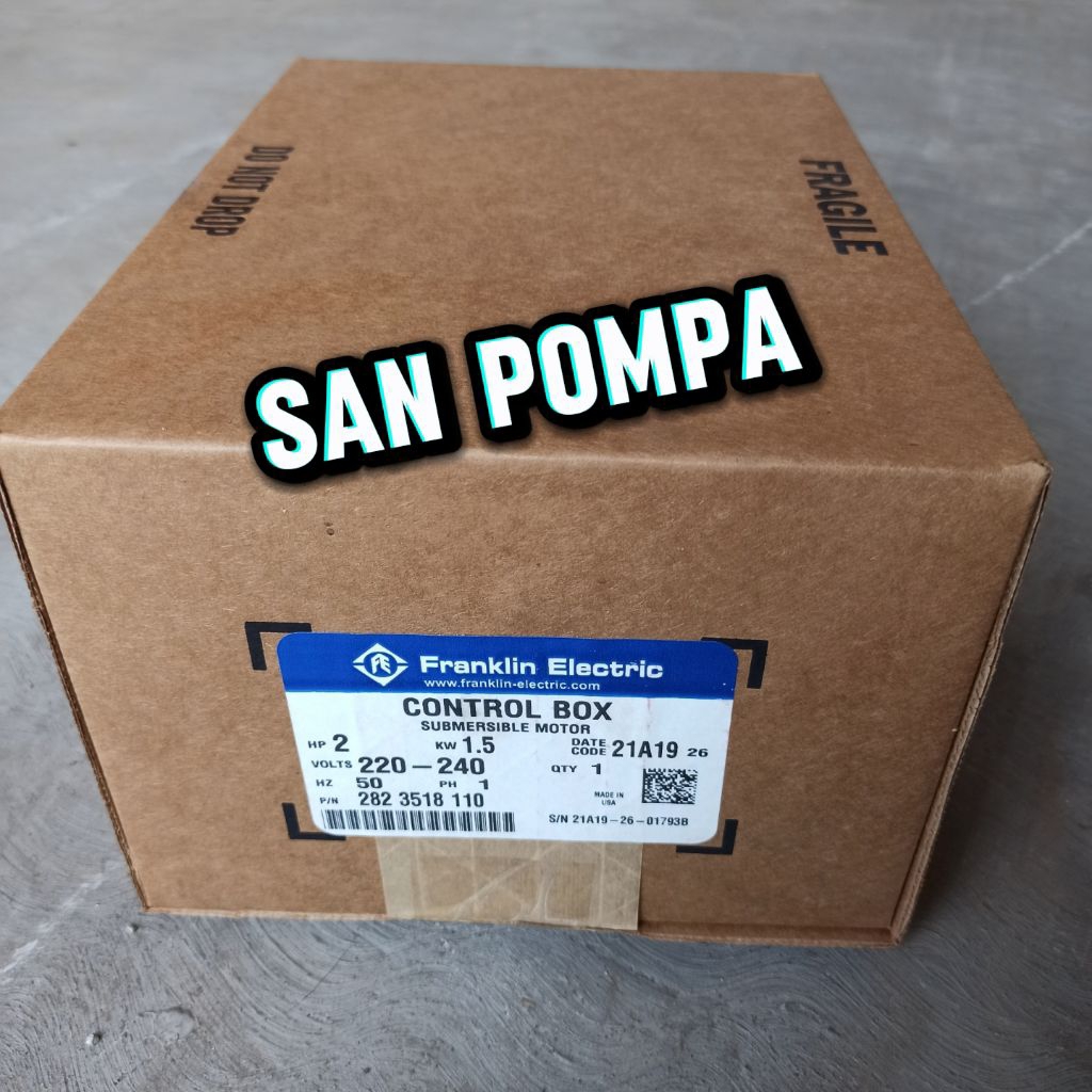 Control Box Franklin 2 hp 1.5 kw 1 Phase 220V 50 hz