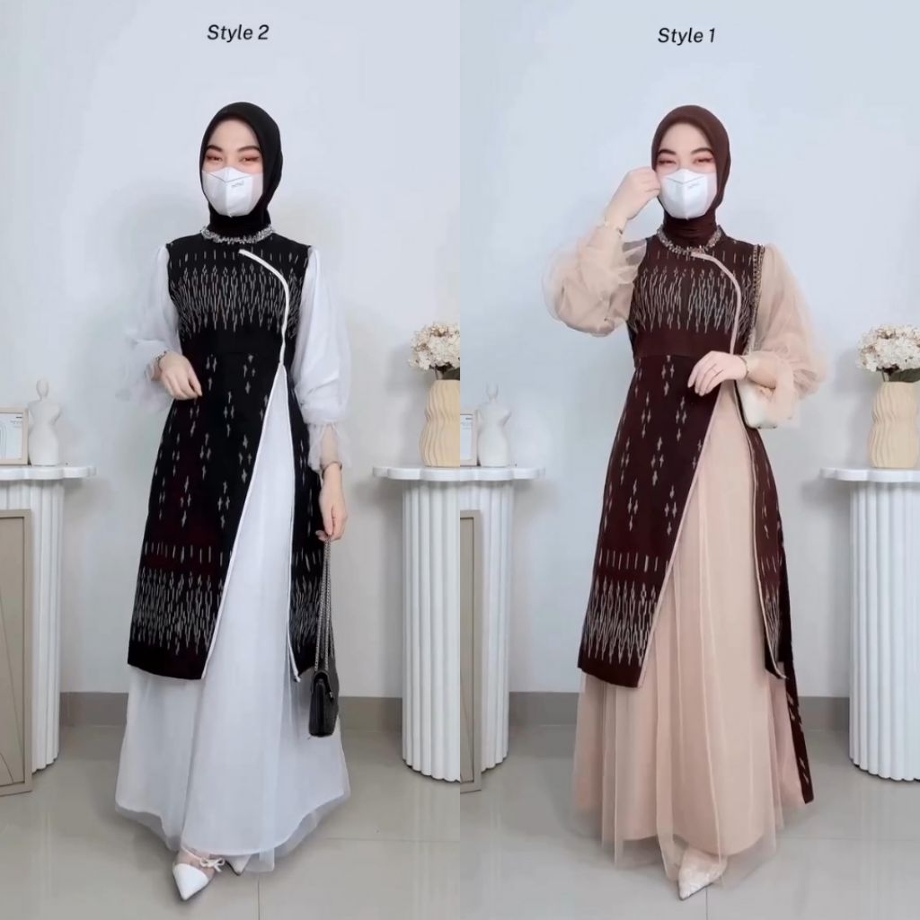 TENUN IKAT - HANNA DRESS TENUN SERIES - BAJU TENUN COUPLE