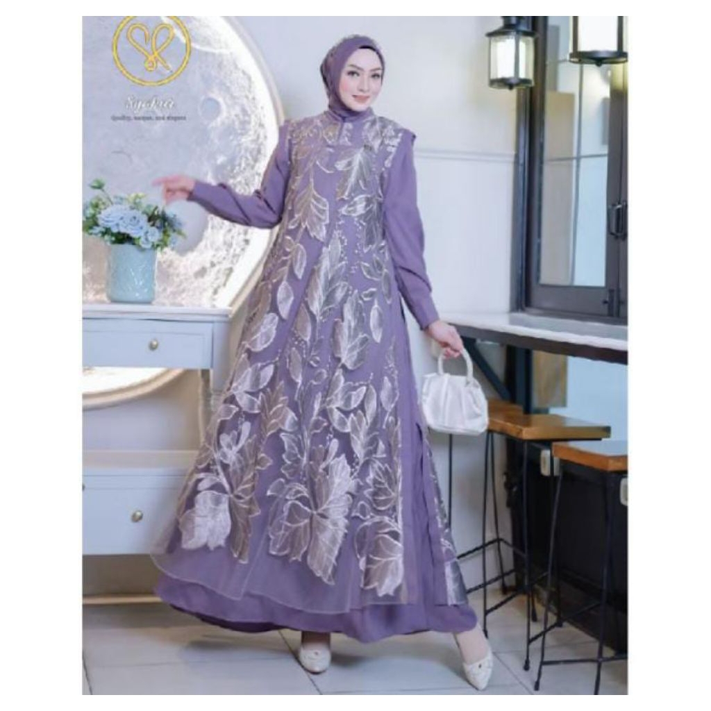 New Collection Gamis Tile Bordir Flower by Syakur Collection