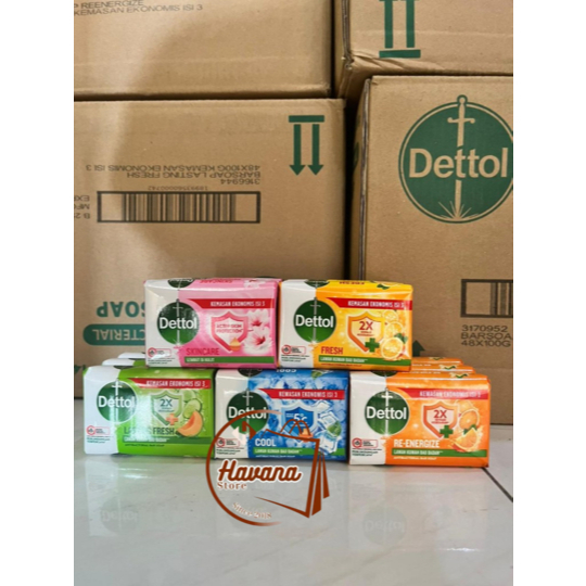 (1 Dus/48 Banded) Dettol Sabun Batang 3 x 100gr Antibacterial Bar Soap - Sabun Mandi