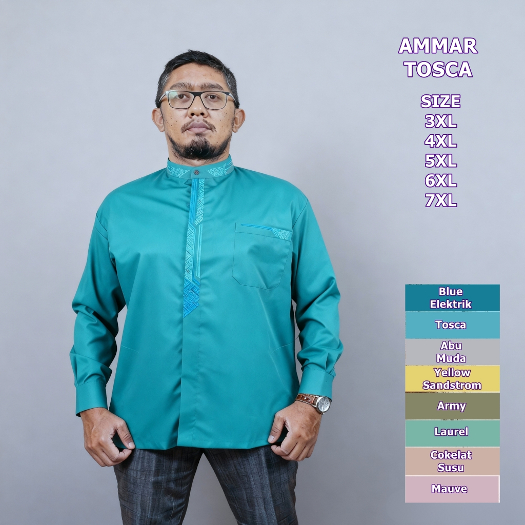 Baju Koko Jumbo Pria Dewasa Bordir Terbaru Big Size Ukuran 3XL 4XL 5XL 6XL 7XL Kemeja Pria Fashion M