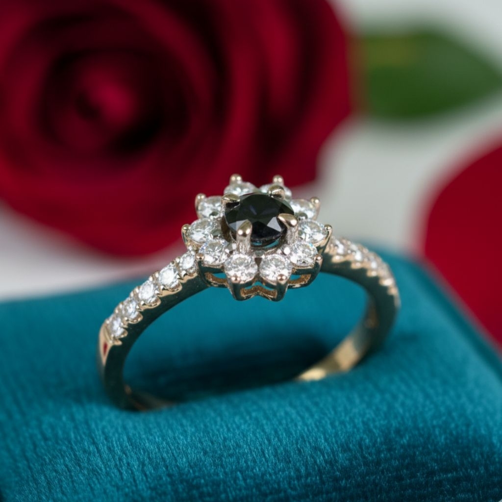 cincin berlian asli hitam putih mewah