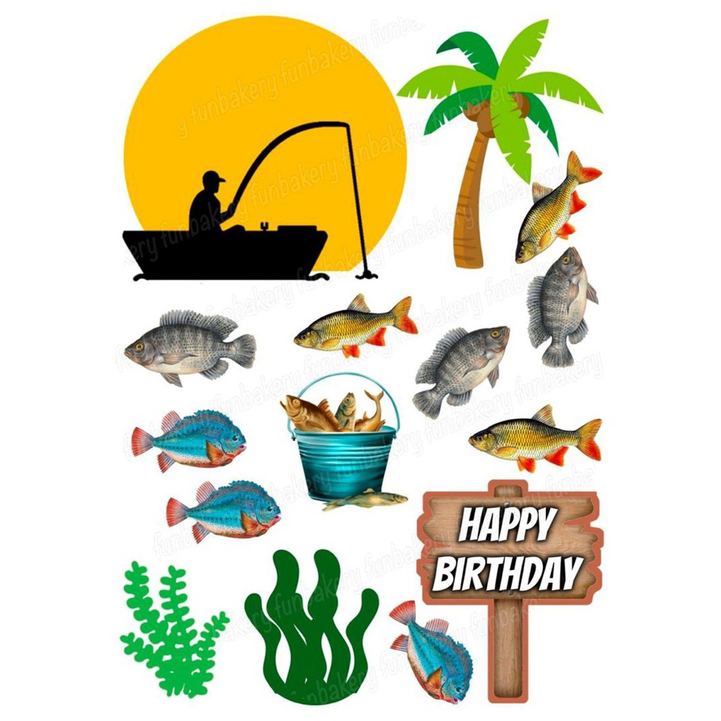 Topper MANCING MANIA/ Topper MANCING Custom Nama/Hiasan Cake MEMANCING