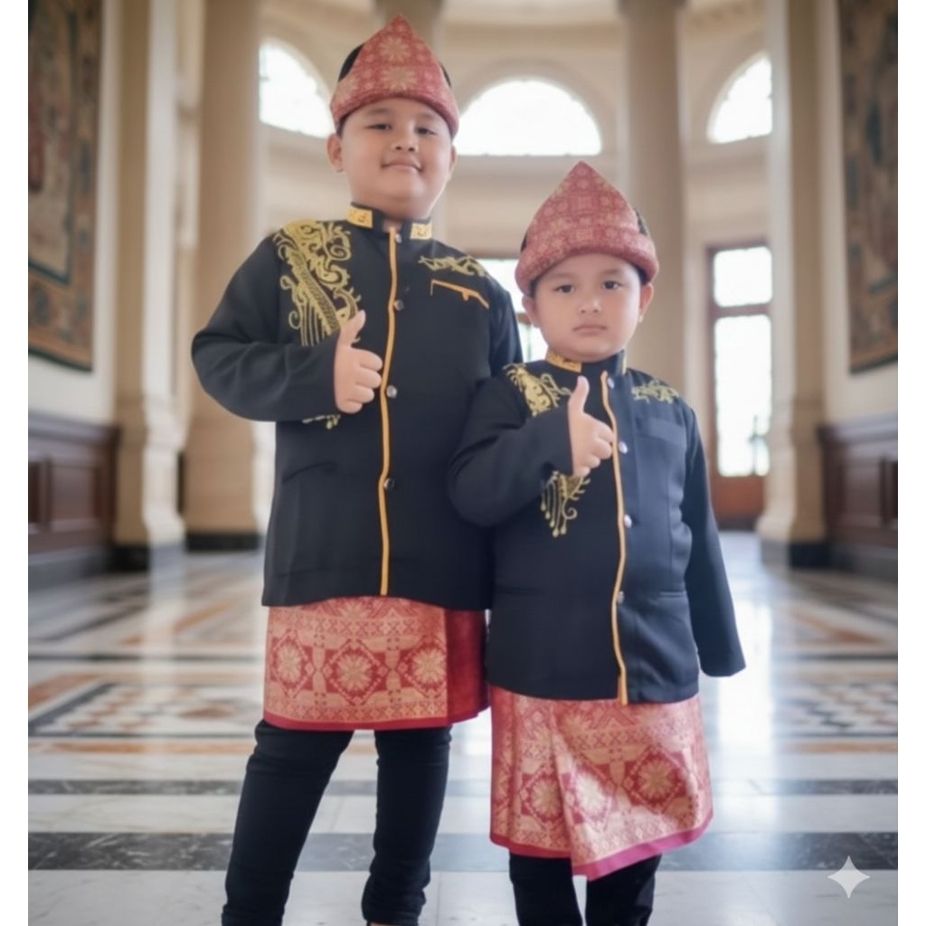 Rumpak dan Tanjak Set anak/RumpakTanjak Songket/Pakaian adat Khas Palembang