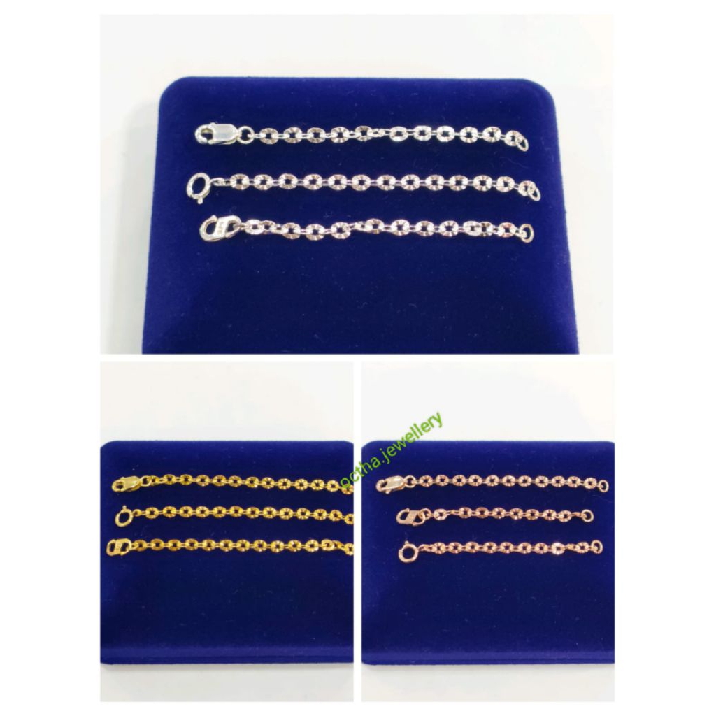 Rantai Extension Penyambung Gelang Dan Kalung Perak Asli 925 Lapis Emas