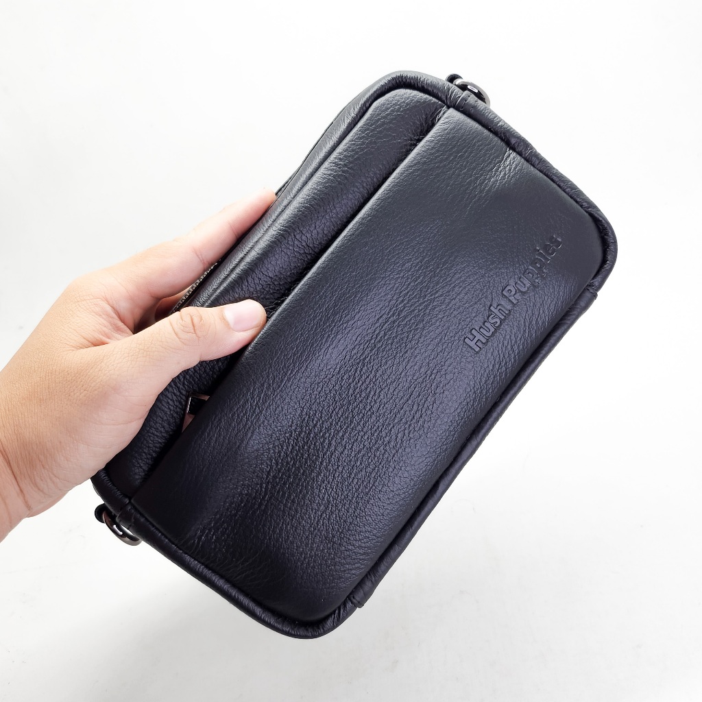 HUSH PUPPIES TAS HAND BAG PRIA 918 HITAM PREMIUM KULIT ASLI | TAS SELEMPANG MULTIFUNGSI