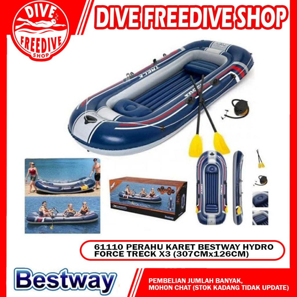 61110 Perahu Karet Bestway Inflatable Rubber Banana Boat Hydro Force Treck X3 Boating Dive