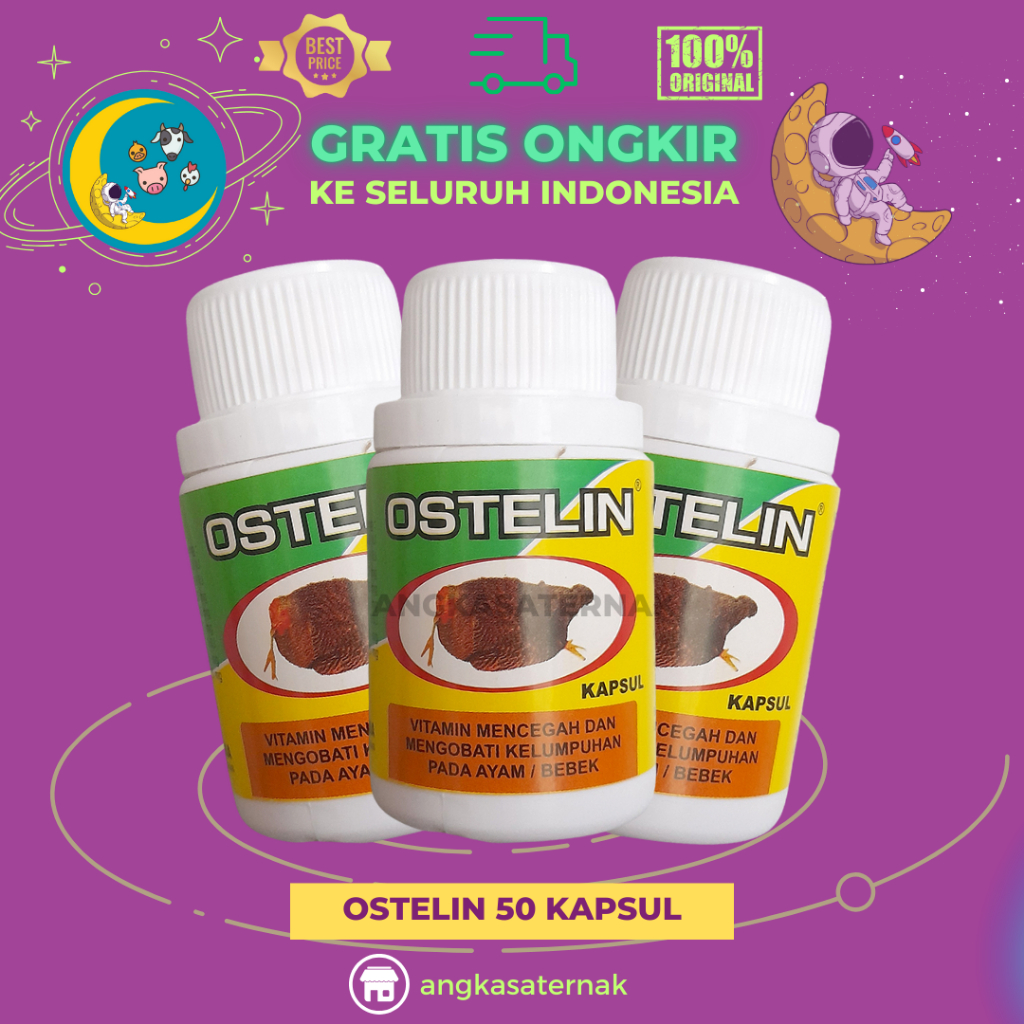 OSTELIN 50 KAPSUL - Cegah & Obati Kelumpuhsn Pada Ayam Bebek - Obat Ayam Lumpuh Ampuh - Obat Ayam Pi