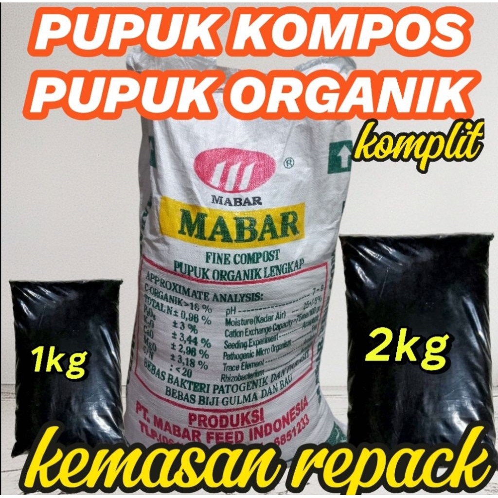 PUPUK KOMPOS ORGANIK MABAR KOMPLIT KEMASAN REPACK
