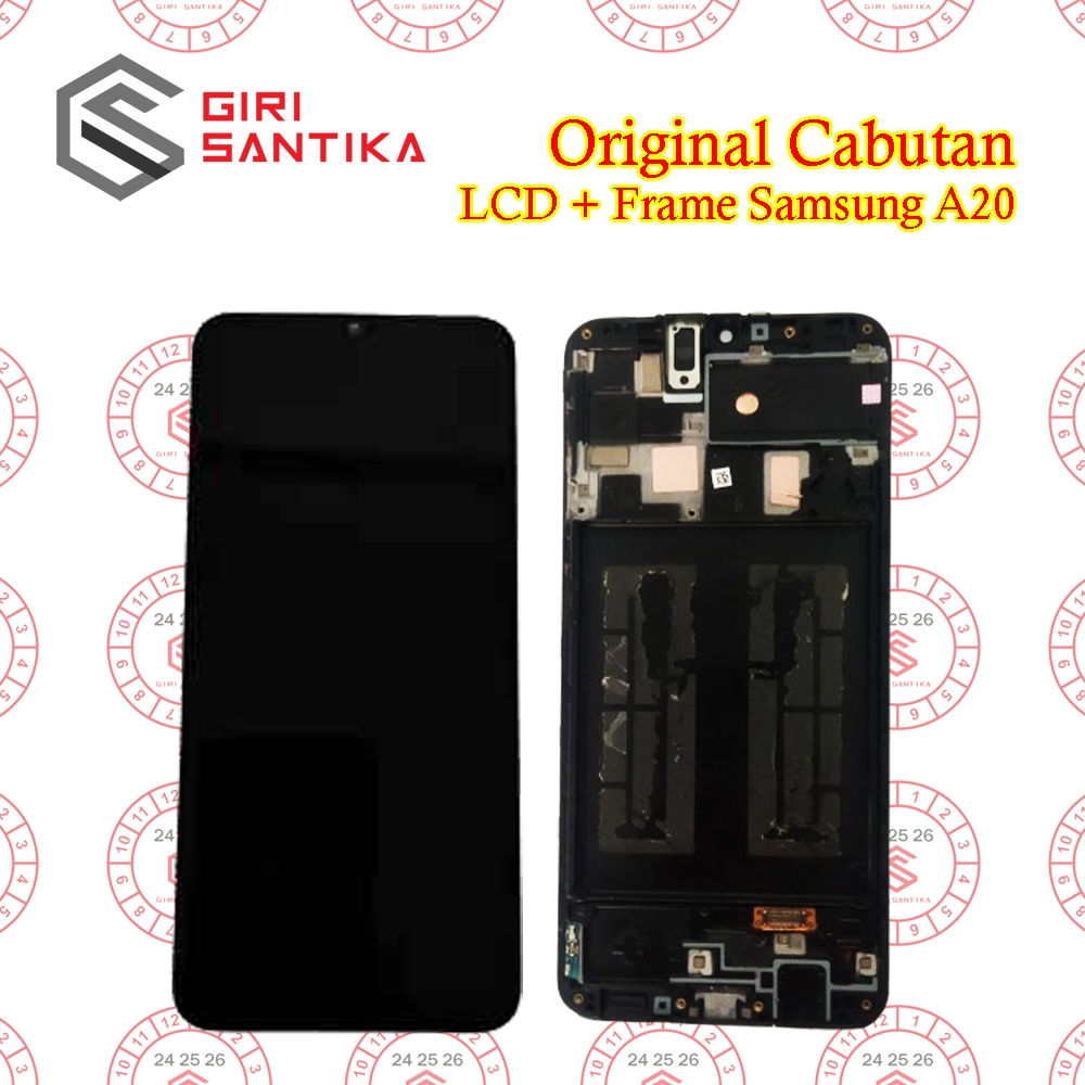 LCD TOUCHSCREEN + FRAME FULLSET SAMSUNG A205 / A20 SUPER AMOLED ORIGINAL CABUTAN