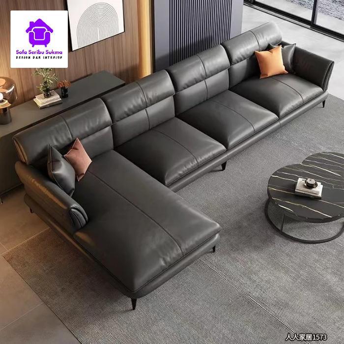 Set Sofa Mewah Italia Kulit Oscar - Sofa Ruang Tamu Bentuk L