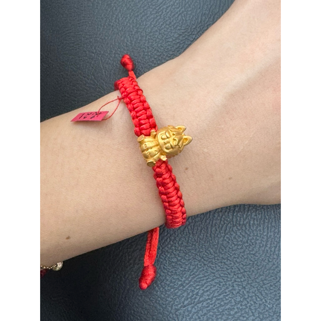 gelang tali labubu emas asli kadar 700 16 karat gelang merah emas