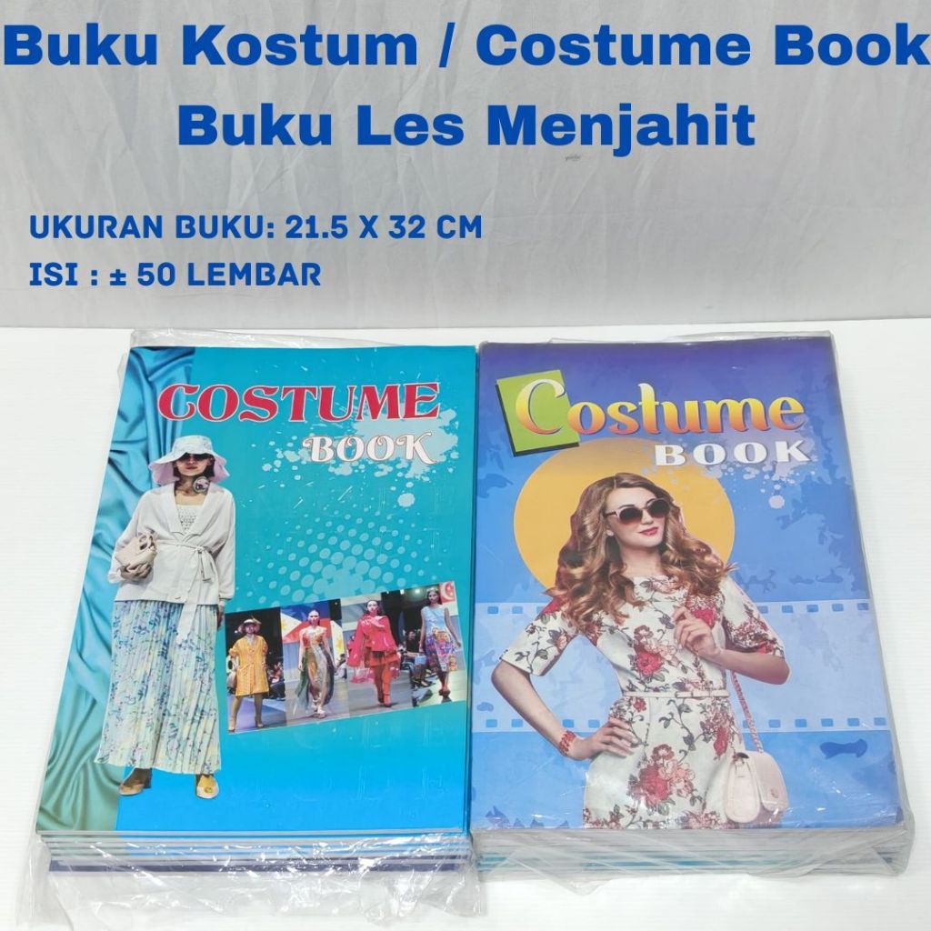 Buku Kostum / Buku Les Menjahit / Buku Pola / Custom Book (1 BUKU FREE PENGGARIS KERTAS)