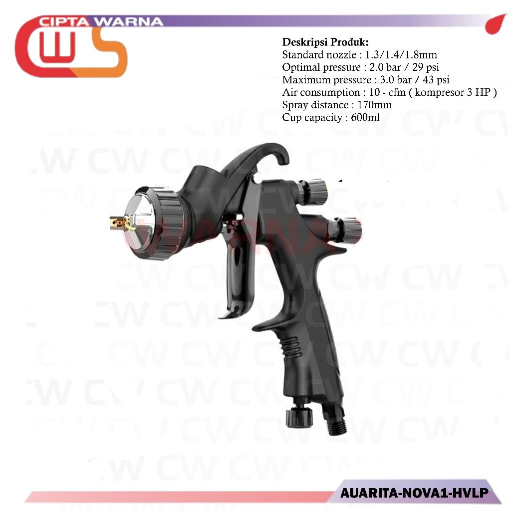 AUARITA NOVA1 Spray gun HVLP 1.3MM spraygun angin - D1 CWS