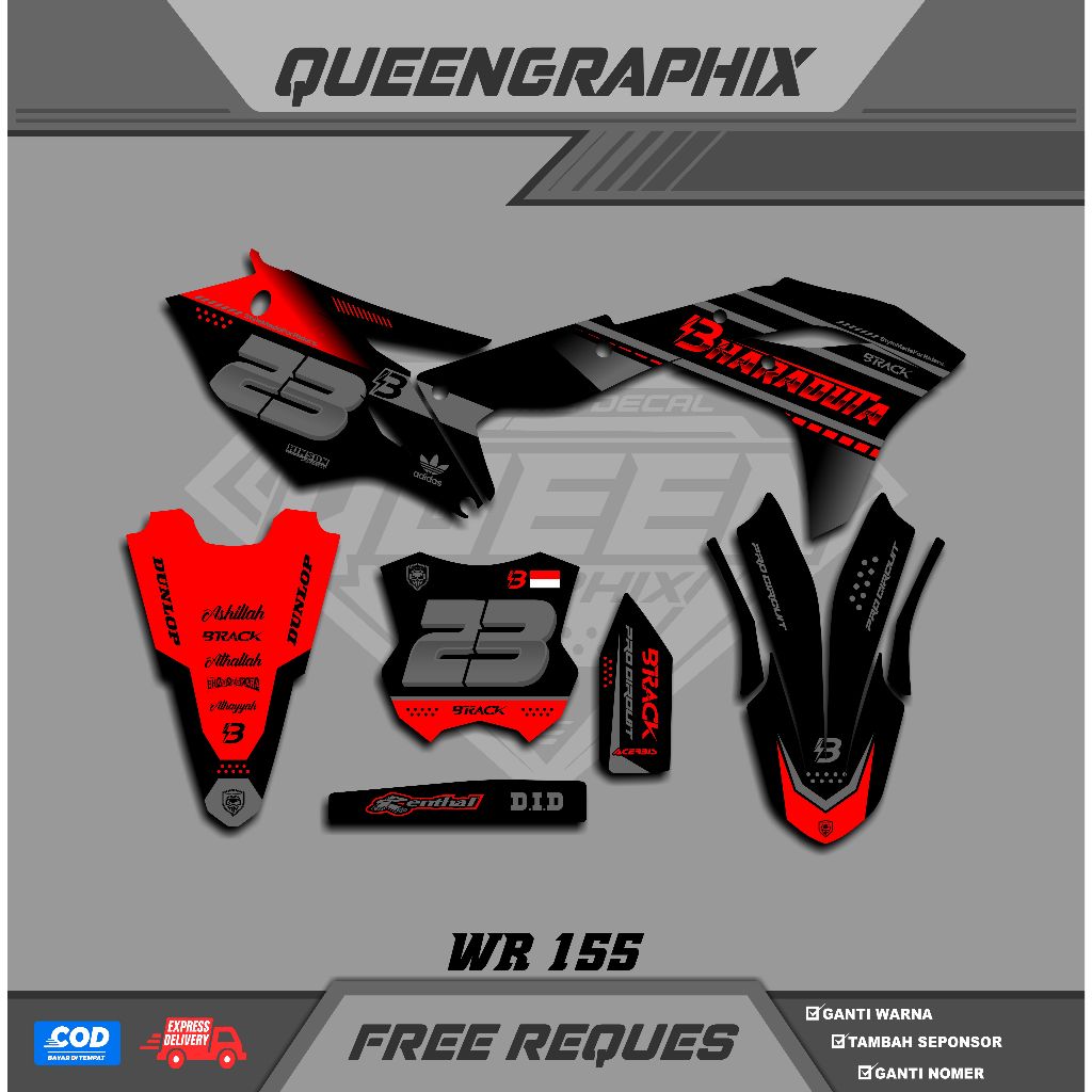 DECAL KX F 250, GTX  KX F 250 BISA CUSTOM DESAIGN NAMA, NOMOR, SPONSOR, WARNA (1)