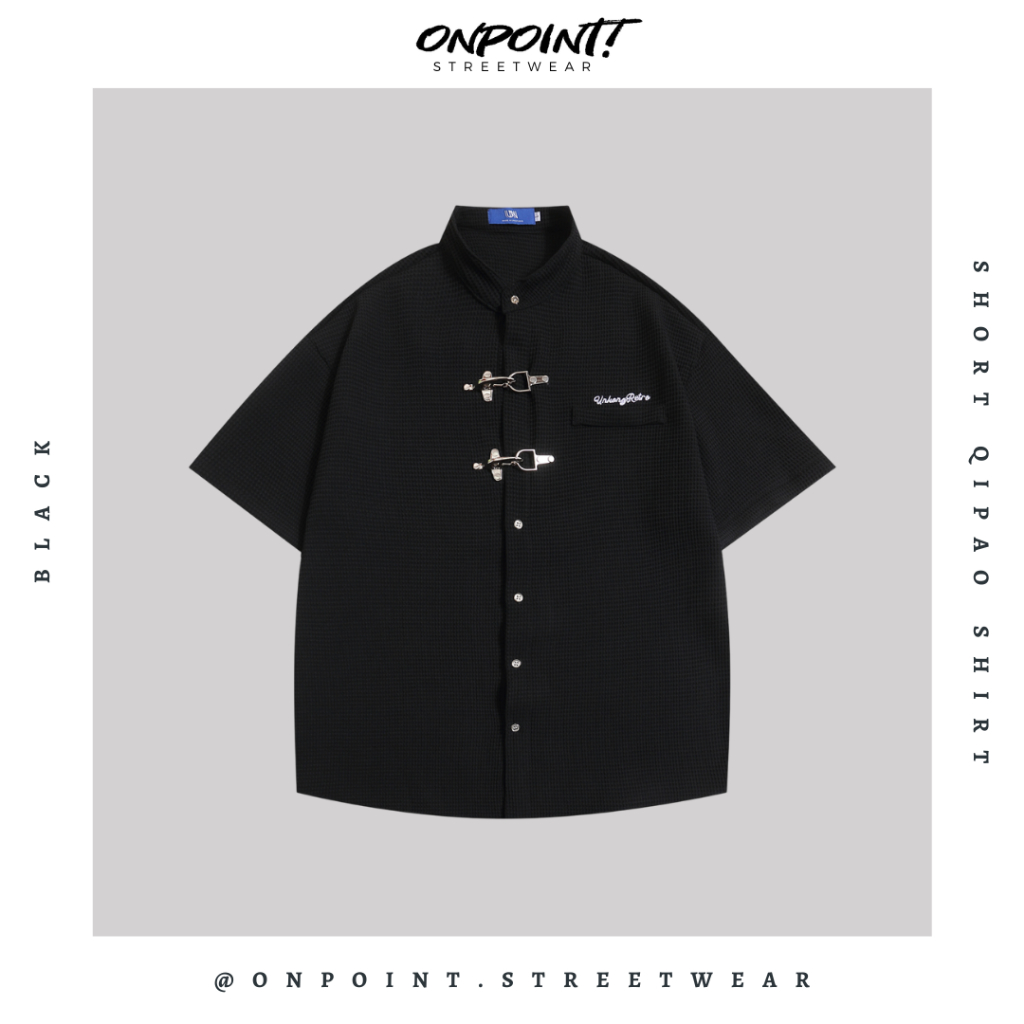 Short Qipao Shirt - kemeja pria qipao kemeja cheongsam unisex oversize korean style denim shirt over