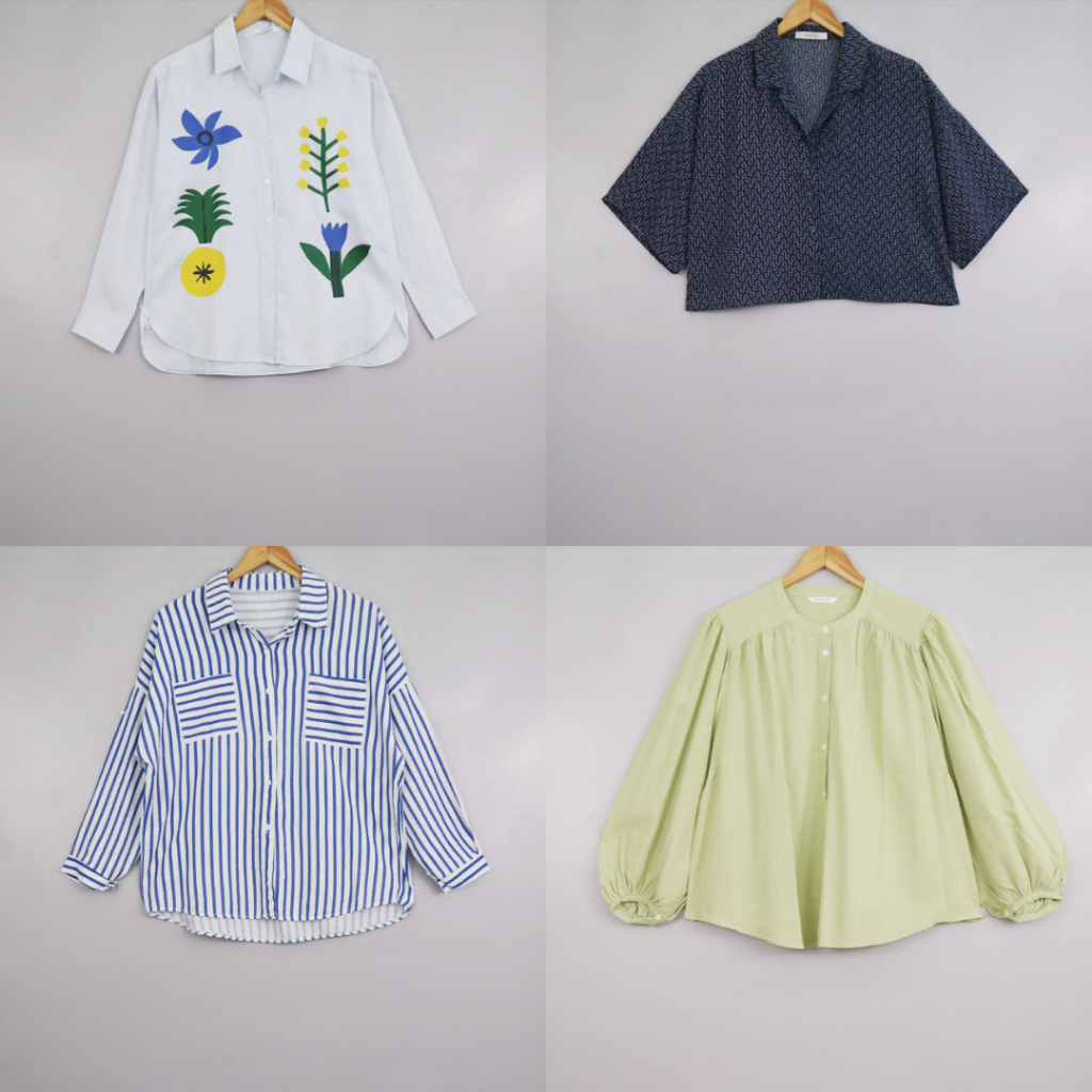 KATALOG 26 - Kemeja Salur Oversize Atasan Wanita