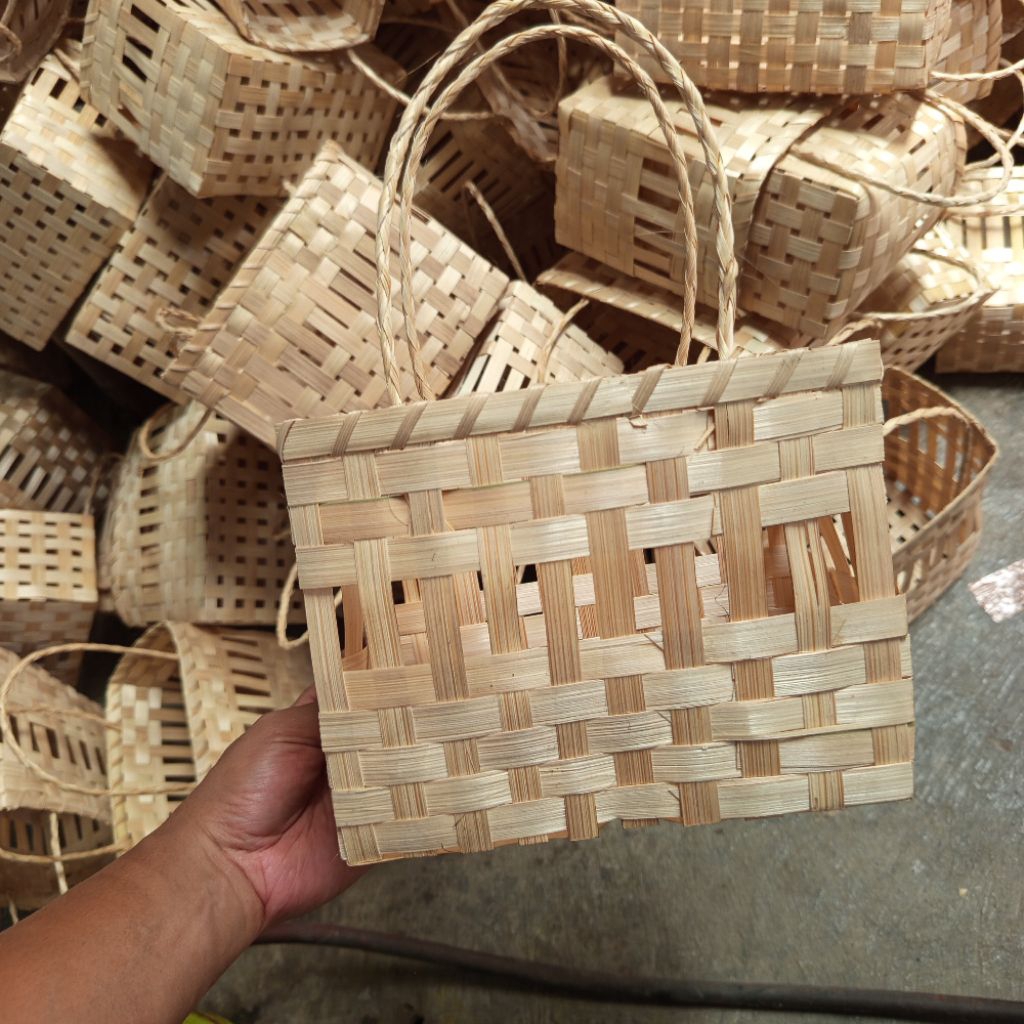 (TL8) Tas wadah kue kering tas rumi 20x13cm Tas Anyaman  Tas Anyaman Bambu Wadah Toples Kue – Cocok 