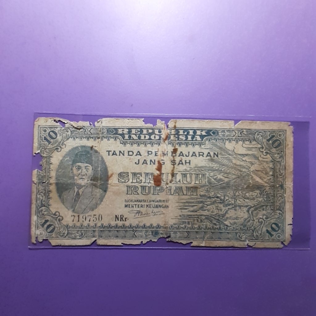 uang kuno 10 rupiah ori tahun 1947