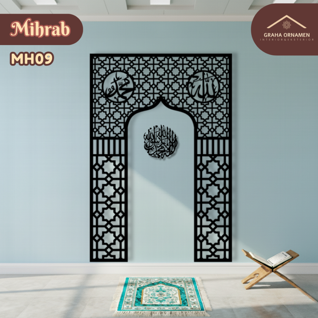 Mihrab Minimalis Hiasan Dinding Mushola Tempat Sholat Dekorasi Mihrab Modern Elegan Bahan PVC Board