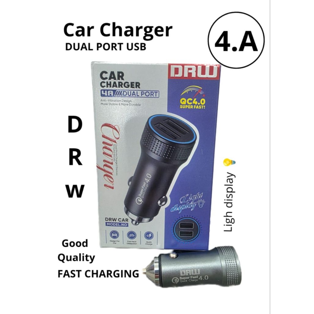 Car Charger Saver DRW 2 Port USB Casan Mobil 4.0 Ampere Universal Fast Charging .