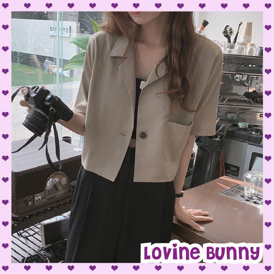 DEFECT DAILY BLAZER LINEN CROP PREMIUM KOREAN STYLE / BASIC OUTER OVERSIZE / BLAZER LINEN CROP TOP