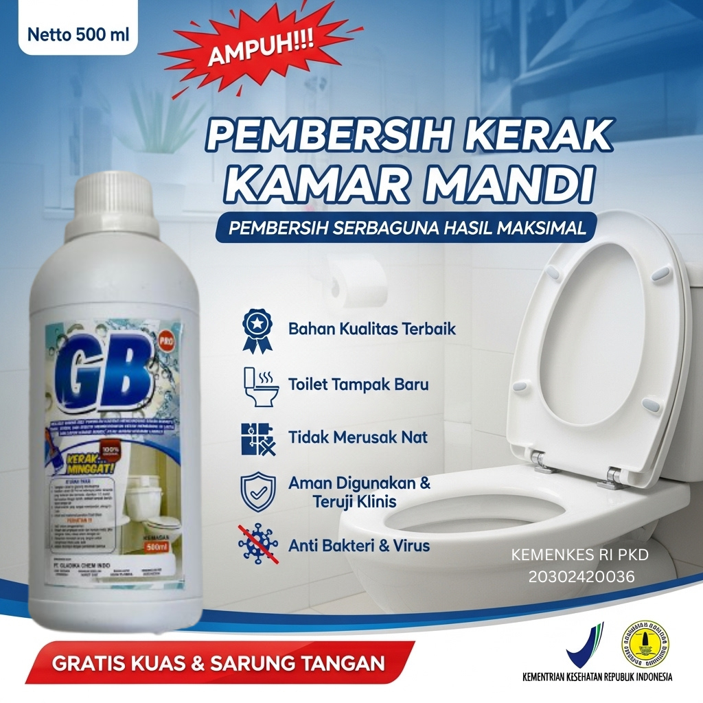 GB PRO Pembersih Kamar Mandi Anti Kerak & Jamur | Bersih Kinclong Tanpa Gosok Keras