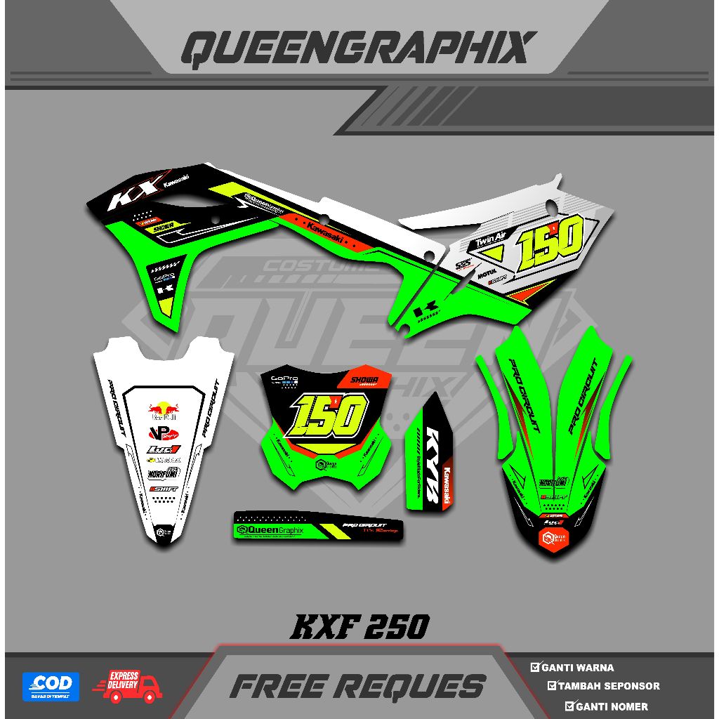 DECAL KX F 250, GTX  KX F 250 BISA CUSTOM DESAIGN NAMA, NOMOR, SPONSOR, WARNA (29)