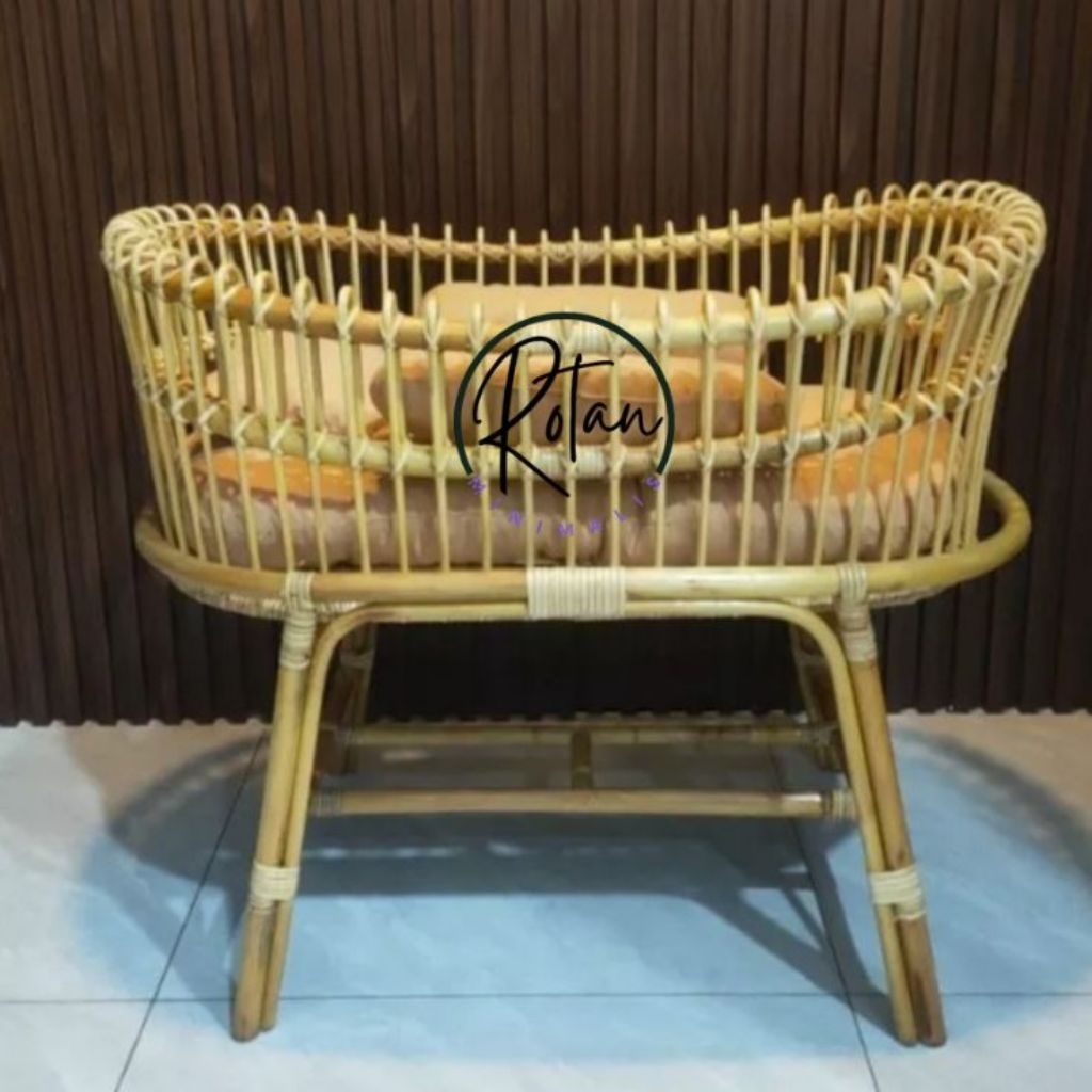 Tempat Tidur Bayi Rotan | Box Keranjang Bayi Rotan Alami Minimalis