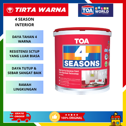 TOA 4 SEASONS WHITE 25 KG CAT TEMBOK INTERIOR / CAT TEMBOK TOA 25KG