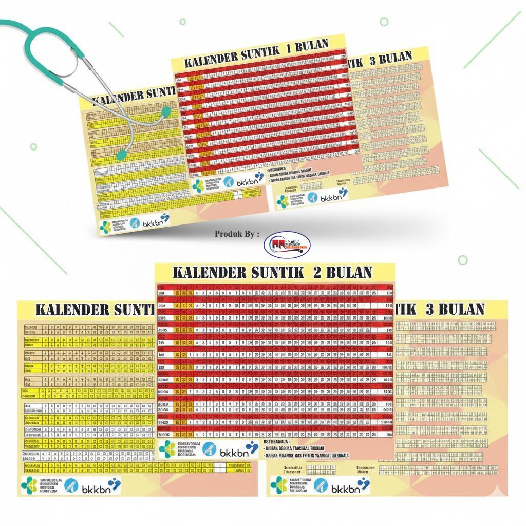 Kalender KB 1 Sisi 1/2/3 Bulan Bahan BC Tik