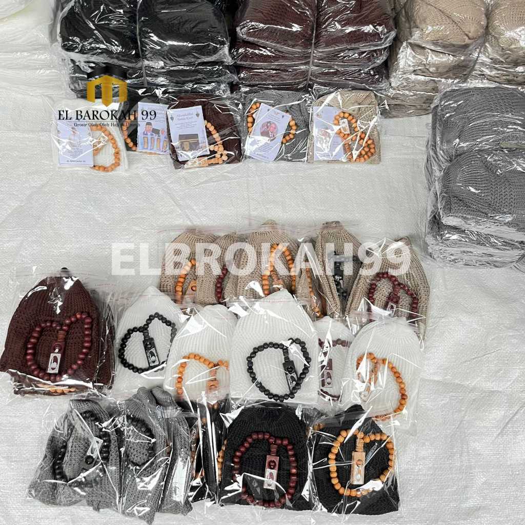 ELBAROKAH99 1kodih_20 Paket Peci Rajut Dan Tasbih 33butir Fre Kartu Ucapan Buat Souvenir Tahlilan Ya