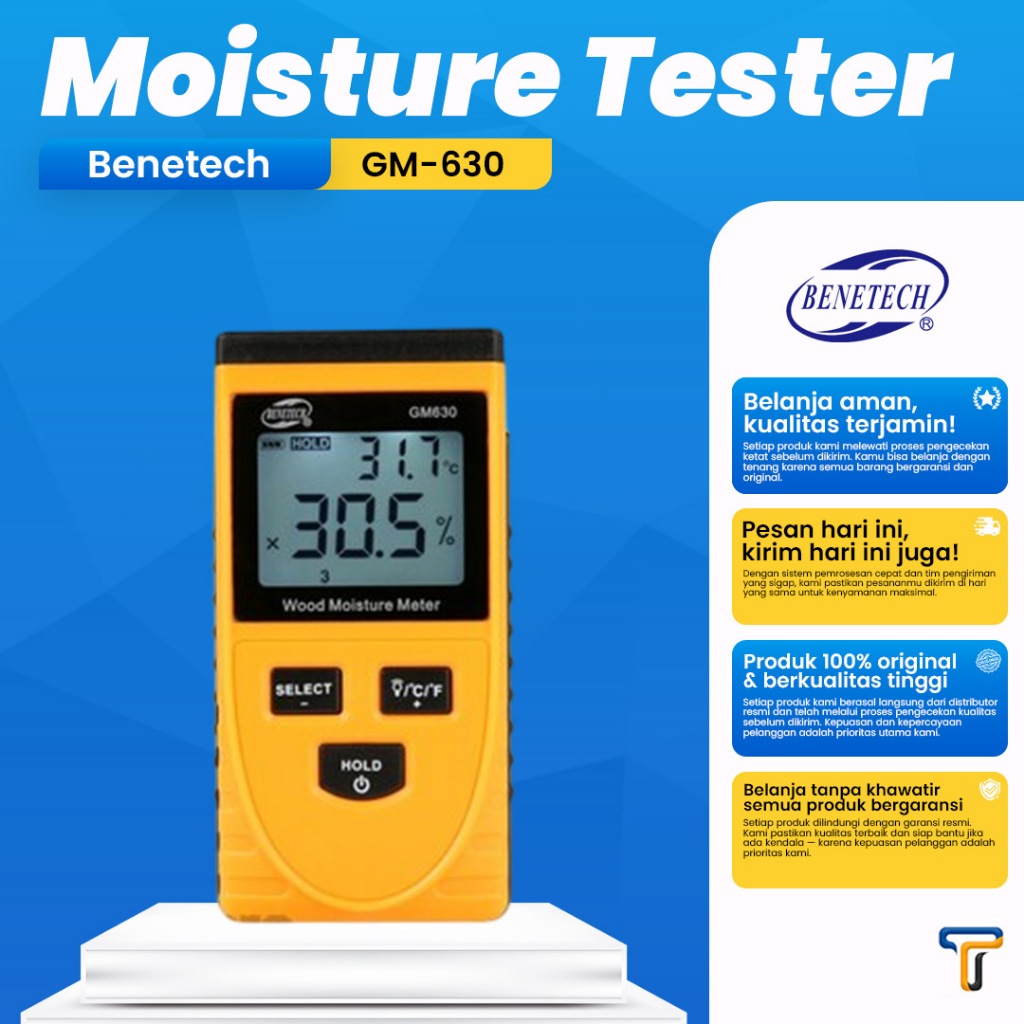 Benetech GM630 Wood Moisture Meter Kadar Air Kayu Induction MC Tester