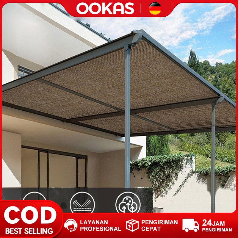 OOKAS jaring paranet 98% Anti UV Sunshade Net Tabir surya coklat taman paranet lebar 3 meter peneduh
