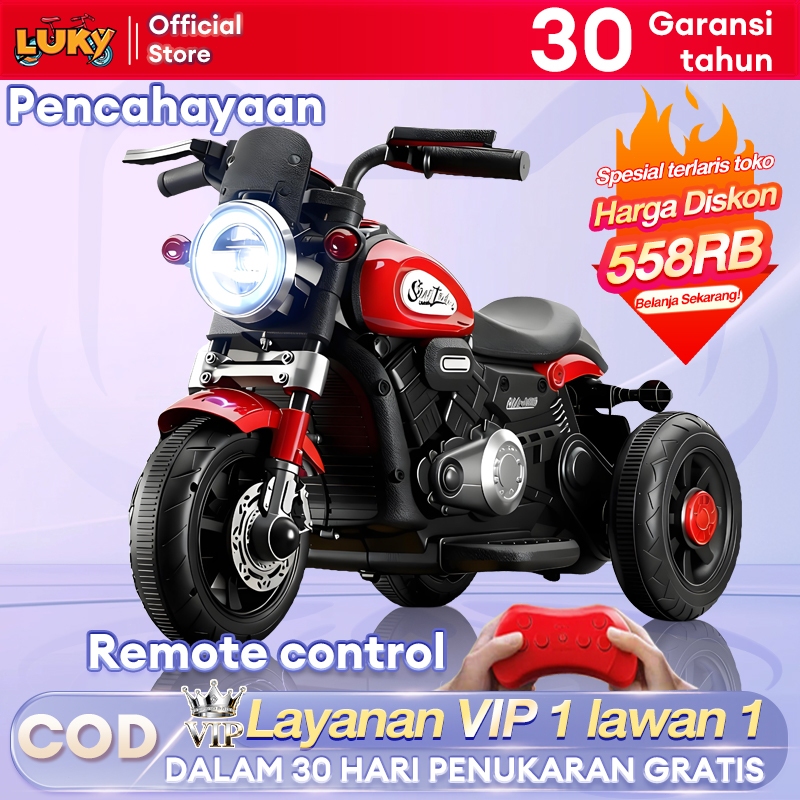 LUKY Motor Listrik Anak Elektrik Bisa Dinaiki Mobil RC Remot Control Off-road | Mainan Sepeda Motor