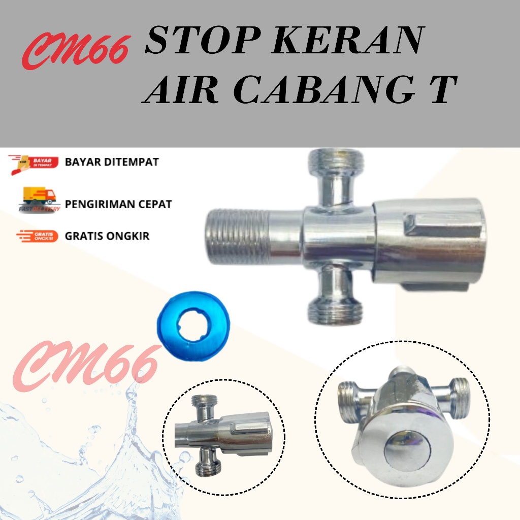 STOP KERAN STAINLESS CABANG T/KERAN SHOWER WASTAFEL JET BIDET/KERAN SHOWER/KERAN CLOSET