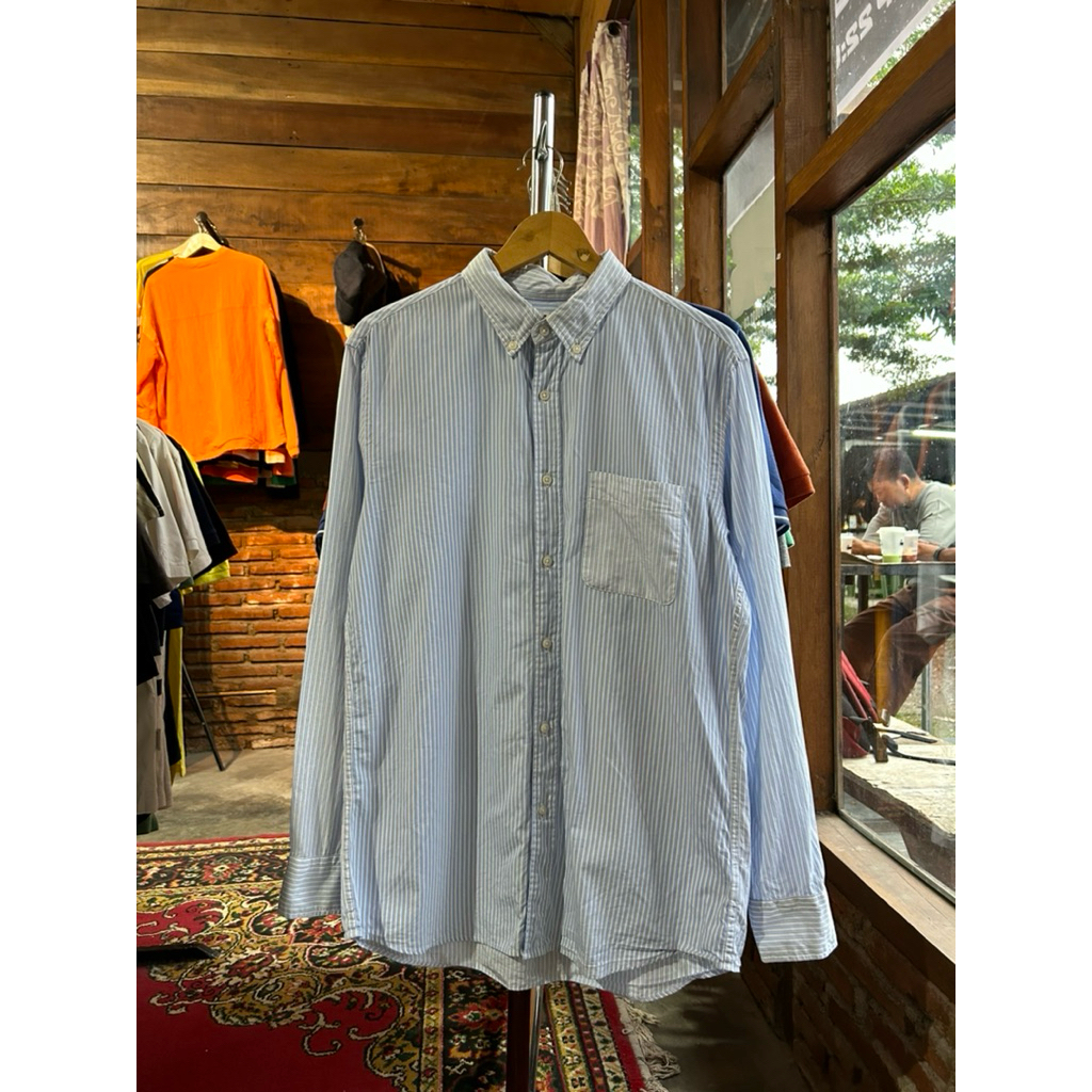 Kemeja Uniqlo Blue Sky stripe Second Original