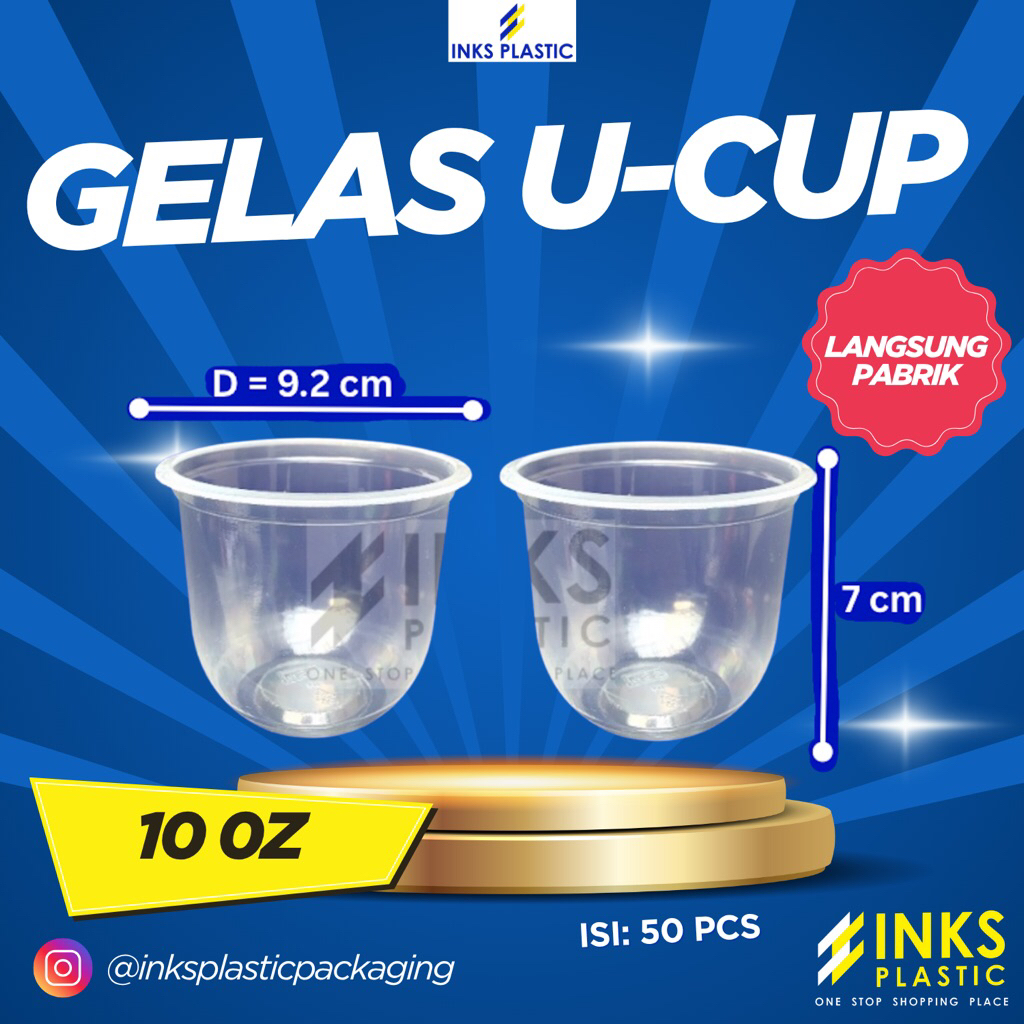 GELAS PLASTIK 10 OZ U CUP OVAL TEBAL PREMIUM 10OZ