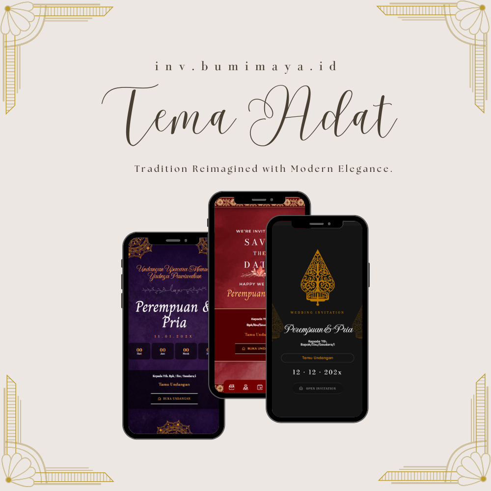 Undangan Nikah Online Website Tema Adat Jawa Sunda Minang Bali Betawi | Undangan Digital Pernikahan 