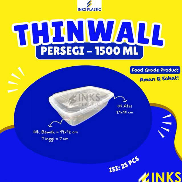 THINWALL PERSEGI 1500 ML RECTANGLE PERSEGI PANJANG 1500ML