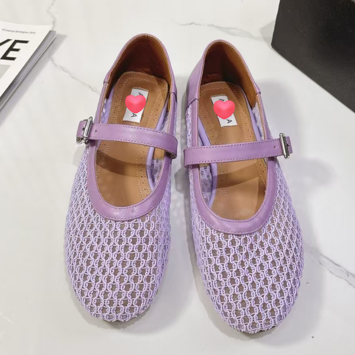 VVIP imported quality Le coeur fashionable retro versatile flat heel Mary Jane ballet shoes purple