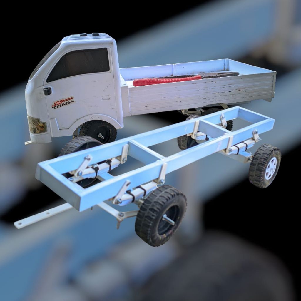 Sasis miniatur traga pahan pvc per daun lentur +terot tanpa roda