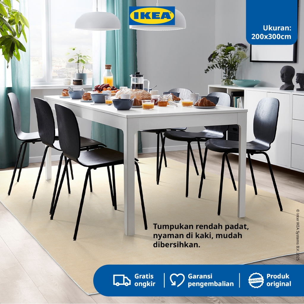 IKEA BUSSFIL Karpet Bulu Tipis Krem 200x300 cm
