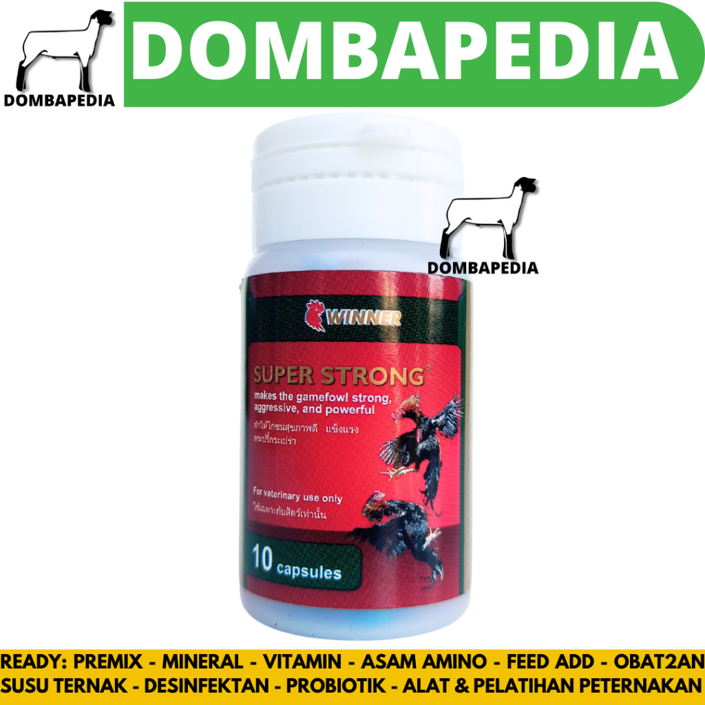 SUPER STRONG 10 KAPSUL (1BOTOL) - Vitamin Ayam Aduan - Jamu Ayam Aduan Laga Tarung Bangkok - Supleme