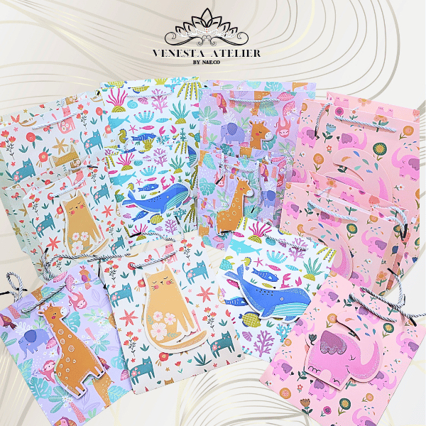 Eco Paperbag Animal Pattern - Tas Kertas Lucu Motif Hewan Ramah Lingkungan