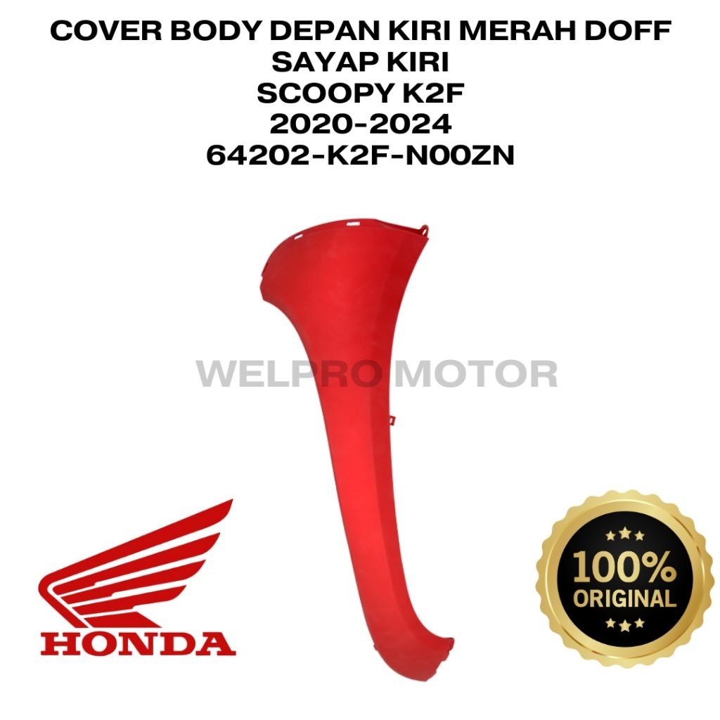 Cover Body Depan Kiri Sayap Kiri Merah Doff Scoopy K2F 2020-2024 Ori Honda AHM