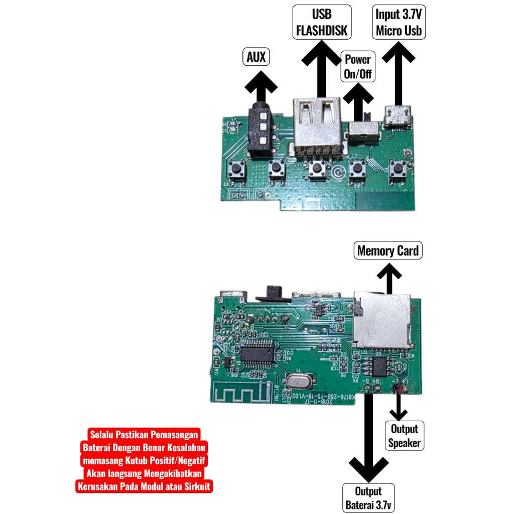 MODULE MODUL MP3 BLUETOOTH 3.7V-5V MODUL MUSIK BOX BT COPOTAN RADIO AUX FLASHDISK MEMORY CARD STEREO